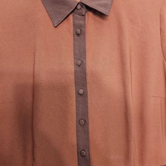 Modcloth Just My Typist Long Sleeve Pleated Shirt Dress In Brick Medium - Picture 10 of 10